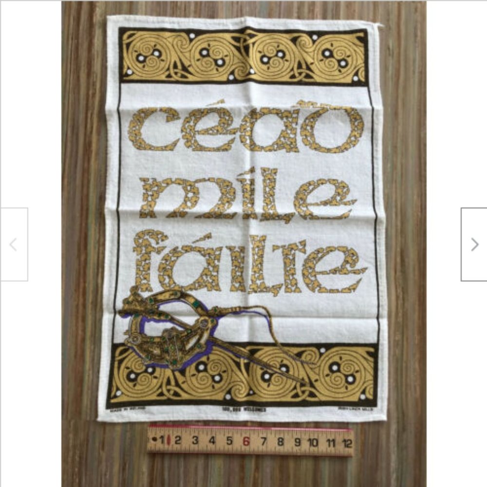 Cead Mile Failte Celtic 100,000 Welcomes Irish Linen Mills Kitchen Tea Towel